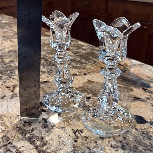 Set of 2 Vintage GORHAM LEAD CRYSTAL TULIP CANDLESTICKS 5-3/4" - Picture 2 of 3